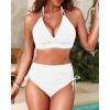 imageWomen High Waisted Bikini Set  Two Piece Swimsuit Tummy Control Bathing Suit Halter Push Up 2025 SwimwearWhite