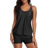 imageYonique Two Piece Tankini Bathing Suits TBack Blouson Swim Tops with Boy Shorts Women Swimsuits Sporty SwimwearBlack