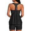 imageYonique Two Piece Tankini Bathing Suits TBack Blouson Swim Tops with Boy Shorts Women Swimsuits Sporty SwimwearBlack