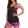 imageYonique Two Piece Tankini Bathing Suits TBack Blouson Swim Tops with Boy Shorts Women Swimsuits Sporty SwimwearBlack Lace Palm