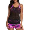 imageYonique Two Piece Tankini Bathing Suits TBack Blouson Swim Tops with Boy Shorts Women Swimsuits Sporty SwimwearBlack Lace Palm