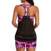 imageYonique Two Piece Tankini Bathing Suits TBack Blouson Swim Tops with Boy Shorts Women Swimsuits Sporty SwimwearBlack Lace Palm