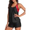 imageYonique Two Piece Tankini Bathing Suits TBack Blouson Swim Tops with Boy Shorts Women Swimsuits Sporty SwimwearBlack Red