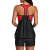 imageYonique Two Piece Tankini Bathing Suits TBack Blouson Swim Tops with Boy Shorts Women Swimsuits Sporty SwimwearBlack Red
