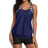 imageYonique Two Piece Tankini Bathing Suits TBack Blouson Swim Tops with Boy Shorts Women Swimsuits Sporty SwimwearBlue