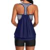 imageYonique Two Piece Tankini Bathing Suits TBack Blouson Swim Tops with Boy Shorts Women Swimsuits Sporty SwimwearBlue