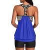 imageYonique Two Piece Tankini Bathing Suits TBack Blouson Swim Tops with Boy Shorts Women Swimsuits Sporty SwimwearBlue Purple