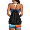 imageYonique Two Piece Tankini Bathing Suits TBack Blouson Swim Tops with Boy Shorts Women Swimsuits Sporty SwimwearColorful Palm Tree