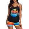imageYonique Two Piece Tankini Bathing Suits TBack Blouson Swim Tops with Boy Shorts Women Swimsuits Sporty SwimwearColorful Palm Tree
