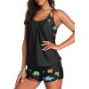 imageYonique Two Piece Tankini Bathing Suits TBack Blouson Swim Tops with Boy Shorts Women Swimsuits Sporty SwimwearDinosaur