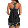 imageYonique Two Piece Tankini Bathing Suits TBack Blouson Swim Tops with Boy Shorts Women Swimsuits Sporty SwimwearDinosaur