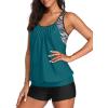 imageYonique Two Piece Tankini Bathing Suits TBack Blouson Swim Tops with Boy Shorts Women Swimsuits Sporty SwimwearGreen