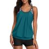 imageYonique Two Piece Tankini Bathing Suits TBack Blouson Swim Tops with Boy Shorts Women Swimsuits Sporty SwimwearGreen