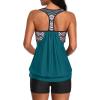 imageYonique Two Piece Tankini Bathing Suits TBack Blouson Swim Tops with Boy Shorts Women Swimsuits Sporty SwimwearGreen