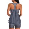 imageYonique Two Piece Tankini Bathing Suits TBack Blouson Swim Tops with Boy Shorts Women Swimsuits Sporty SwimwearGrey 01