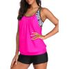 imageYonique Two Piece Tankini Bathing Suits TBack Blouson Swim Tops with Boy Shorts Women Swimsuits Sporty SwimwearPink