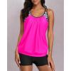 imageYonique Two Piece Tankini Bathing Suits TBack Blouson Swim Tops with Boy Shorts Women Swimsuits Sporty SwimwearPink