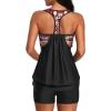 imageYonique Two Piece Tankini Bathing Suits TBack Blouson Swim Tops with Boy Shorts Women Swimsuits Sporty SwimwearRed