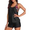 imageYonique Two Piece Tankini Bathing Suits TBack Blouson Swim Tops with Boy Shorts Women Swimsuits Sporty SwimwearRed