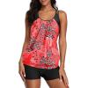 imageYonique Two Piece Tankini Bathing Suits TBack Blouson Swim Tops with Boy Shorts Women Swimsuits Sporty SwimwearRed Floral