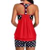 imageYonique Two Piece Tankini Bathing Suits TBack Blouson Swim Tops with Boy Shorts Women Swimsuits Sporty SwimwearRed and Dot