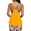 imageYonique Two Piece Tankini Bathing Suits TBack Blouson Swim Tops with Boy Shorts Women Swimsuits Sporty SwimwearYellow  Floral