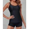 imageYonique Two Piece Tankini Swimsuits for Women with Shorts Tummy Control Bathing Suits Athletic SwimwearBlack
