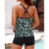 imageYonique Two Piece Tankini Swimsuits for Women with Shorts Tummy Control Bathing Suits Athletic SwimwearBlack and Green Paisley