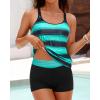 imageYonique Two Piece Tankini Swimsuits for Women with Shorts Tummy Control Bathing Suits Athletic SwimwearBlack and Green Stripe