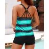imageYonique Two Piece Tankini Swimsuits for Women with Shorts Tummy Control Bathing Suits Athletic SwimwearBlack and Green Stripe