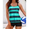 imageYonique Two Piece Tankini Swimsuits for Women with Shorts Tummy Control Bathing Suits Athletic SwimwearBlack and Green Stripe