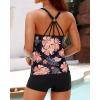 imageYonique Two Piece Tankini Swimsuits for Women with Shorts Tummy Control Bathing Suits Athletic SwimwearBlack and Orange Floral