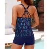 imageYonique Two Piece Tankini Swimsuits for Women with Shorts Tummy Control Bathing Suits Athletic SwimwearBlue Colorful Galaxy