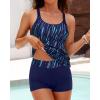 imageYonique Two Piece Tankini Swimsuits for Women with Shorts Tummy Control Bathing Suits Athletic SwimwearBlue Colorful Galaxy