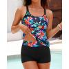 imageYonique Two Piece Tankini Swimsuits for Women with Shorts Tummy Control Bathing Suits Athletic SwimwearColorful Floral