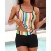 imageYonique Two Piece Tankini Swimsuits for Women with Shorts Tummy Control Bathing Suits Athletic SwimwearColorful Stripes