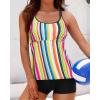 imageYonique Two Piece Tankini Swimsuits for Women with Shorts Tummy Control Bathing Suits Athletic SwimwearColorful Stripes
