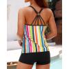 imageYonique Two Piece Tankini Swimsuits for Women with Shorts Tummy Control Bathing Suits Athletic SwimwearColorful Stripes