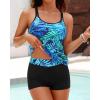 imageYonique Two Piece Tankini Swimsuits for Women with Shorts Tummy Control Bathing Suits Athletic SwimwearGreen Leaves