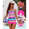 imageYonique Two Piece Tankini Swimsuits for Women with Shorts Tummy Control Bathing Suits Athletic SwimwearPink Colorful Striped