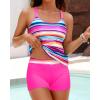 imageYonique Two Piece Tankini Swimsuits for Women with Shorts Tummy Control Bathing Suits Athletic SwimwearPink Colorful Striped