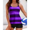 imageYonique Two Piece Tankini Swimsuits for Women with Shorts Tummy Control Bathing Suits Athletic SwimwearPurple Stripe