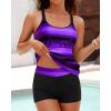 imageYonique Two Piece Tankini Swimsuits for Women with Shorts Tummy Control Bathing Suits Athletic SwimwearPurple Stripe