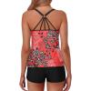 imageYonique Two Piece Tankini Swimsuits for Women with Shorts Tummy Control Bathing Suits Athletic SwimwearRed Floral