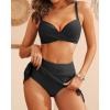imageYonique Womens Underwire Bikini with Skirt  Push Up Bathing Suit Two Piece High Waisted Swimsuit 2025 SwimwearBlack