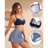imageYonique Womens Underwire Bikini with Skirt  Push Up Bathing Suit Two Piece High Waisted Swimsuit 2025 SwimwearBlue Geometry