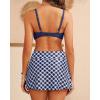 imageYonique Womens Underwire Bikini with Skirt  Push Up Bathing Suit Two Piece High Waisted Swimsuit 2025 SwimwearBlue Geometry