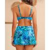 imageYonique Womens Underwire Bikini with Skirt  Push Up Bathing Suit Two Piece High Waisted Swimsuit 2025 SwimwearBlue Leaves