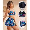 imageYonique Womens Underwire Bikini with Skirt  Push Up Bathing Suit Two Piece High Waisted Swimsuit 2025 SwimwearBlue and Flower
