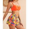 imageYonique Womens Underwire Bikini with Skirt  Push Up Bathing Suit Two Piece High Waisted Swimsuit 2025 SwimwearOrange Flowers